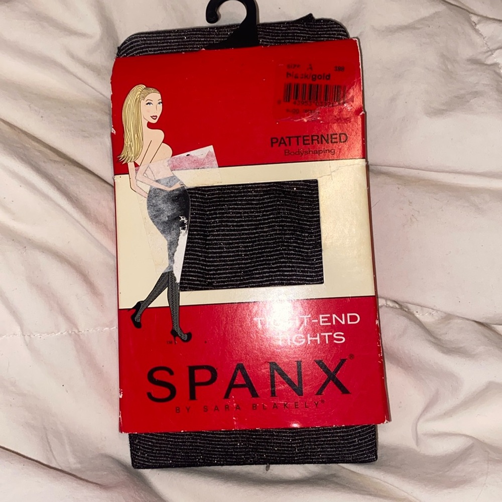 Spanx black and gold patterned bodyshaping tight size A